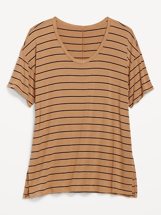 Image number 4 showing, Short-Sleeve Luxe Oversized Striped Tunic T-Shirt