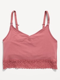 View large product image 3 of 3. Maternity Supima® Cotton-Blend Lace-Trim Nursing Cami Top