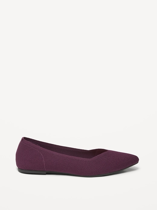 Image number 4 showing, Textured-Knit Pointy-Toe Ballet Flats
