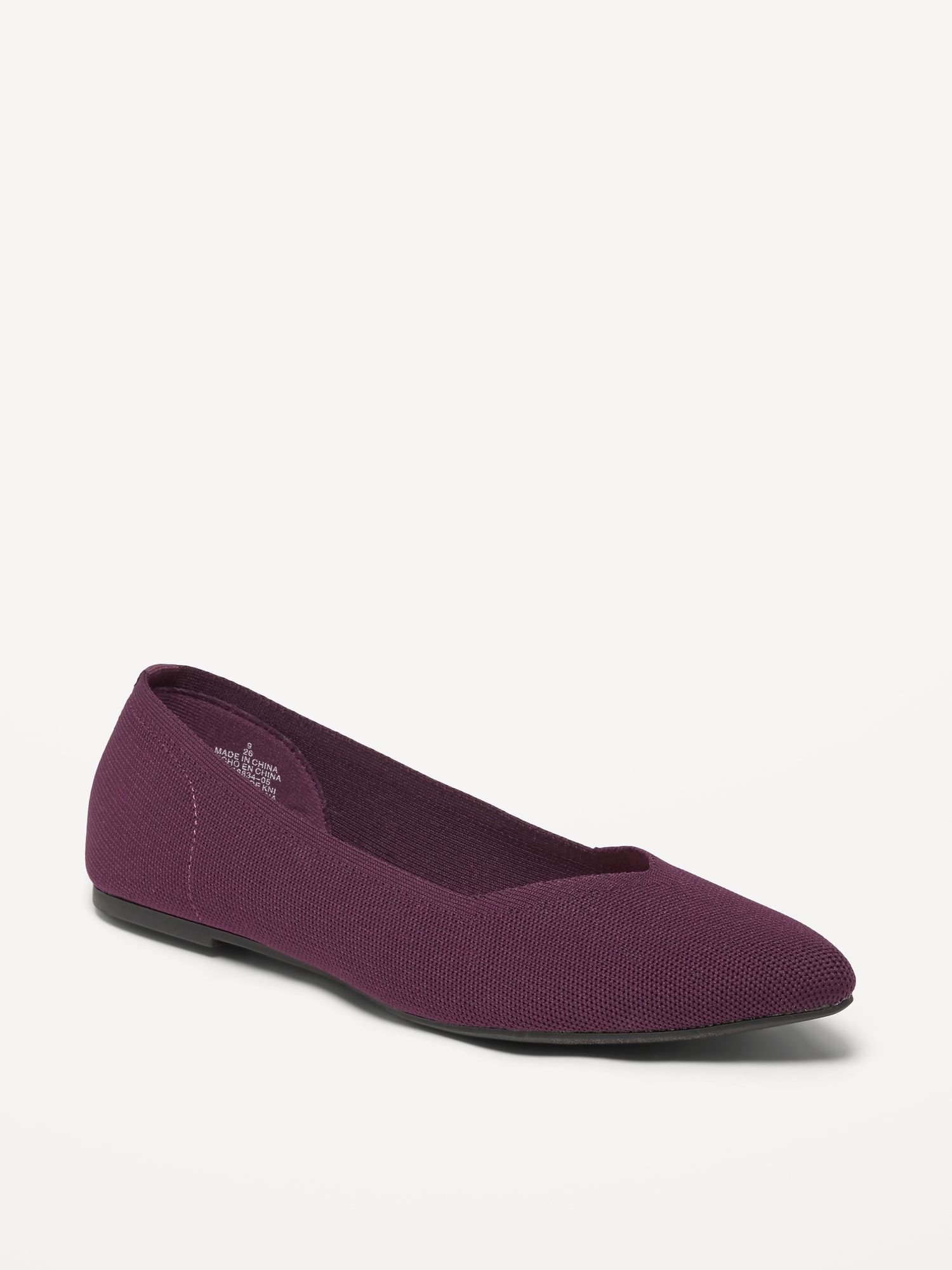 Textured-Knit Pointy-Toe Ballet Flats