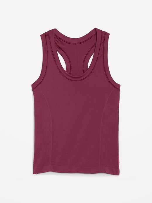 View large product image 2 of 2. Seamless Mesh-Panel Racerback Performance Tank Top for Women