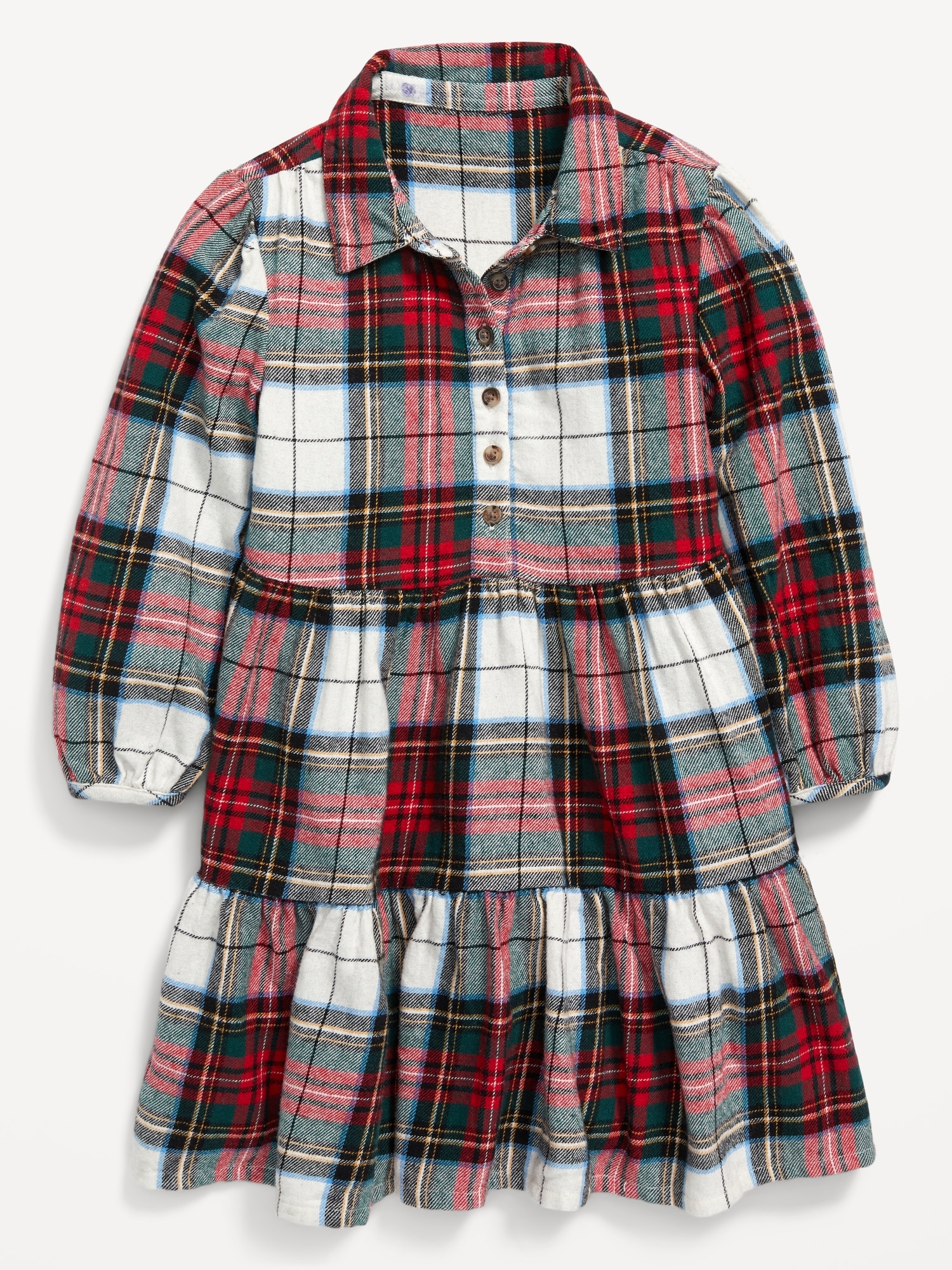 Long-Sleeve Tiered Flannel Shirt Dress for Toddler Girls | Old Navy
