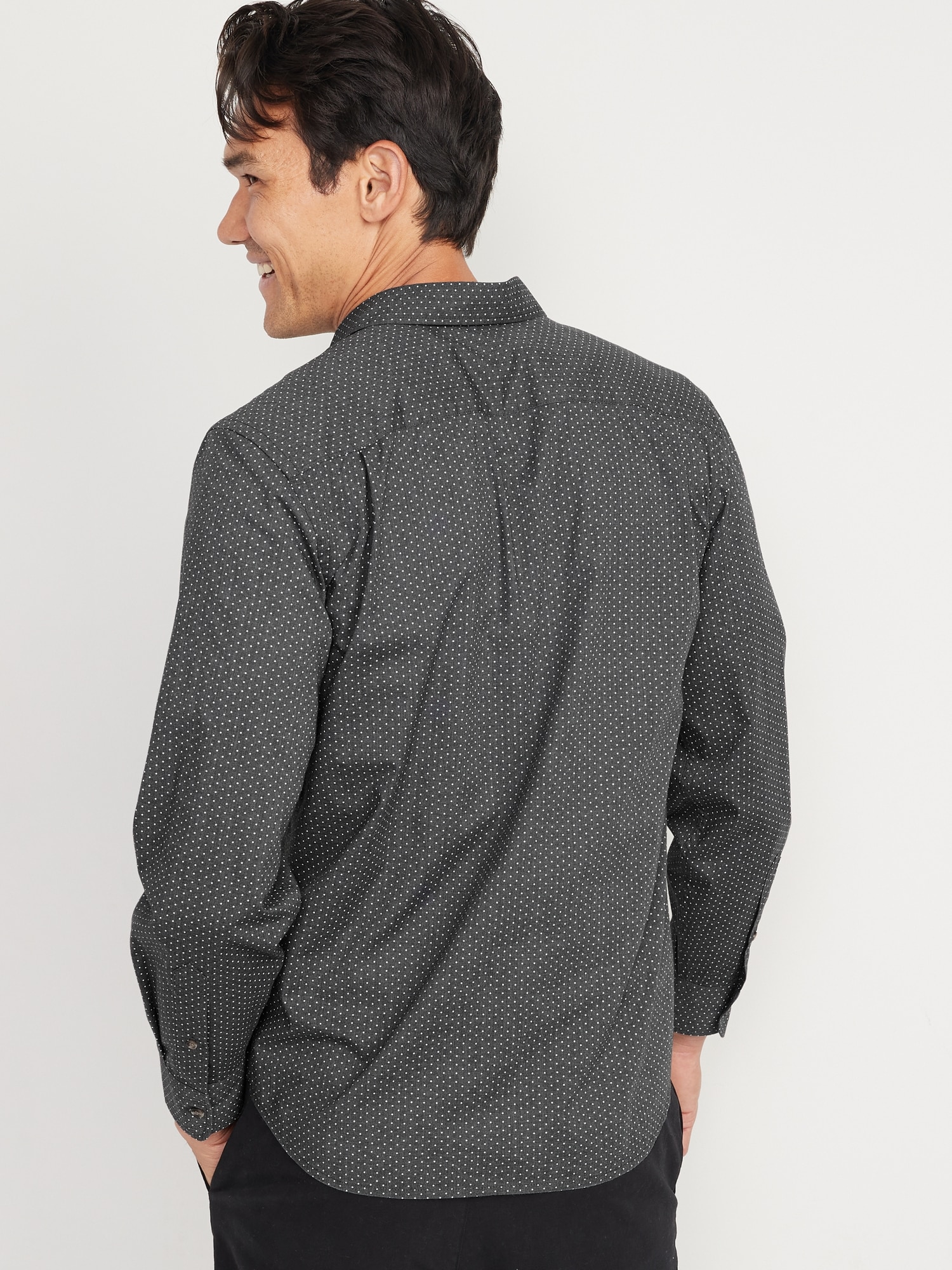 Regular-Fit Built-In Flex Everyday Dot-Print Shirt for Men | Old Navy