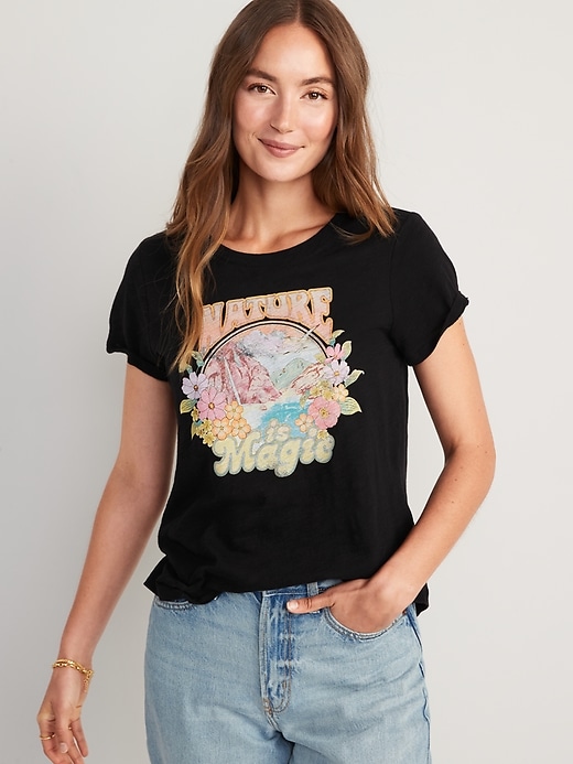 Image number 1 showing, EveryWear Graphic Slub-Knit T-Shirt for Women