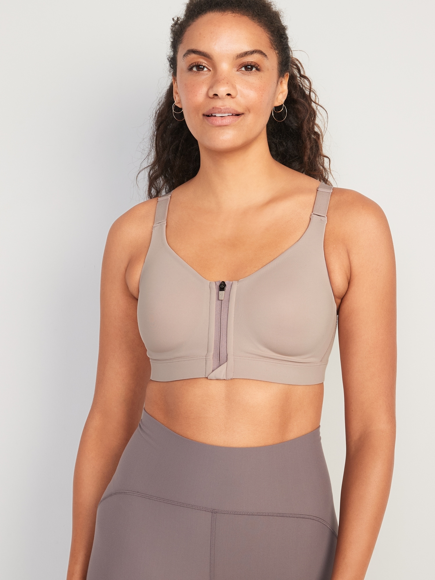 High-Support PowerSoft Zip-Front Sports Bra for Women 32C-42C