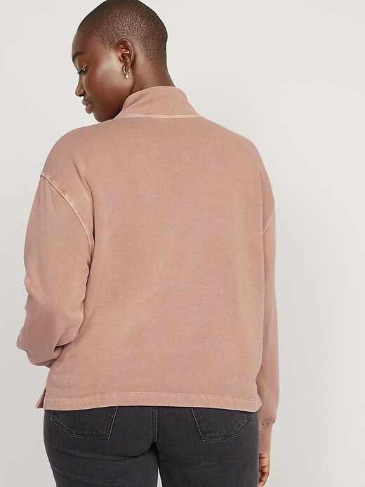 Image number 6 showing, Mock-Neck Quarter-Zip Fleece Sweatshirt for Women