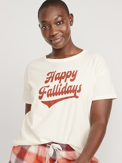Image number 5 showing, "Happy Fallidays" Matching Graphic T-Shirt
