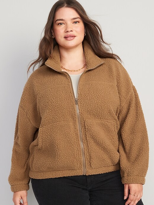 Image number 7 showing, Slouchy Sherpa Zip Jacket for Women