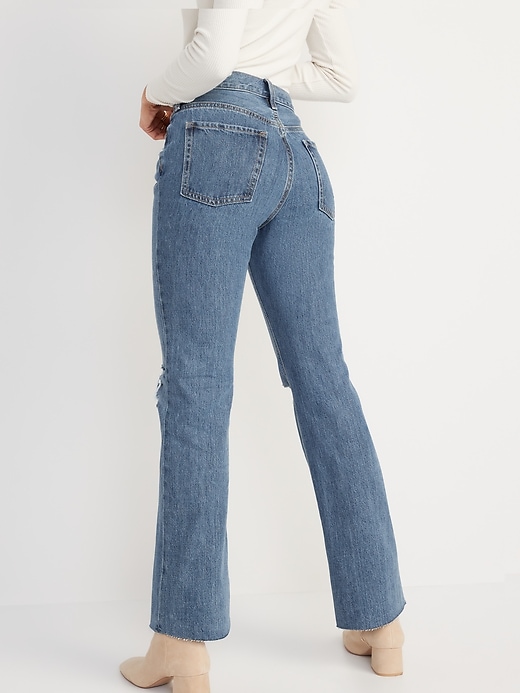 Image number 2 showing, Mid-Rise Slouchy Boot-Cut Ripped Non-Stretch Jeans for Women