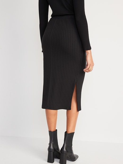 Fitted Rib-Knit Midi Skirt for Women | Old Navy