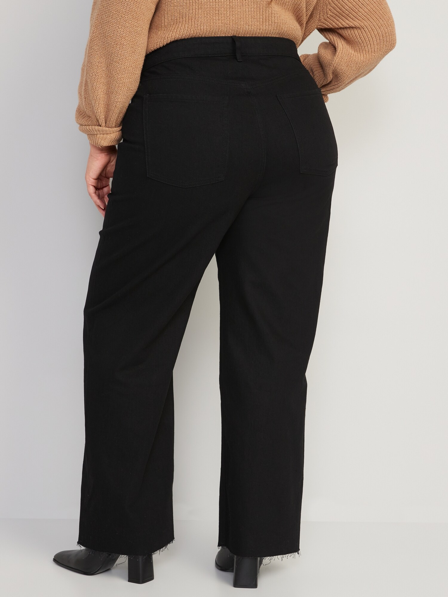 Buy Women's High Waist Tight-Fitting Hip-Length Pants Casual Stretch Jeans  (Black, Large) at