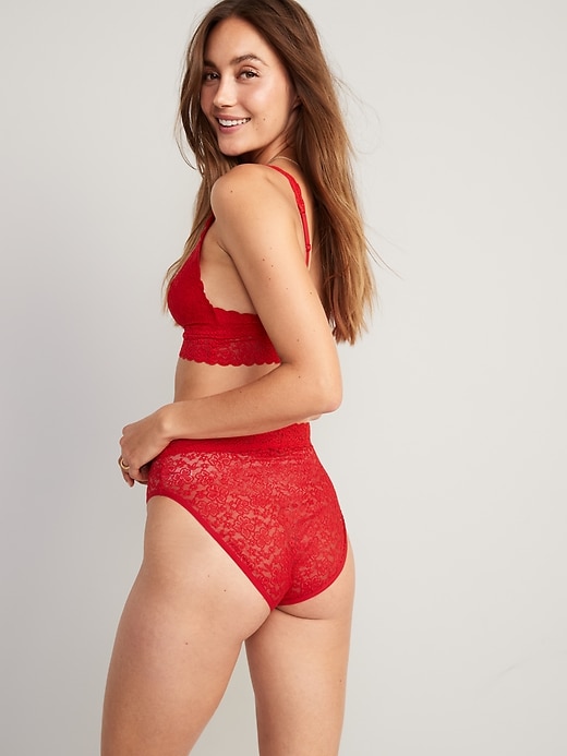 Image number 2 showing, High-Waisted French-Cut Lace Bikini Underwear for Women