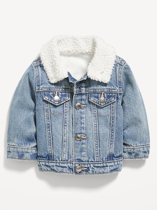 View large product image 1 of 2. Unisex Sherpa-Collar Cozy-Lined Jean Jacket for Baby