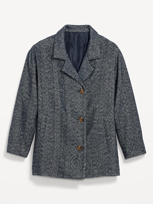 Image number 4 showing, Soft-Brushed Herringbone Button-Front Car Coat for Women