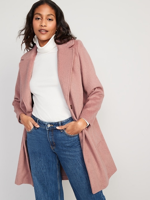 Image number 1 showing, Oversized Soft-Brushed Overcoat for Women