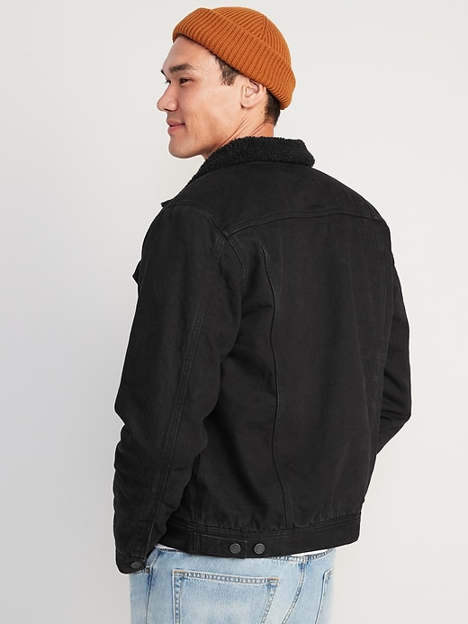 Image number 2 showing, Sherpa-Lined Non-Stretch Black Jean Jacket