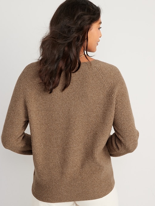Image number 2 showing, V-Neck Heathered Shaker-Stitch Cocoon Sweater