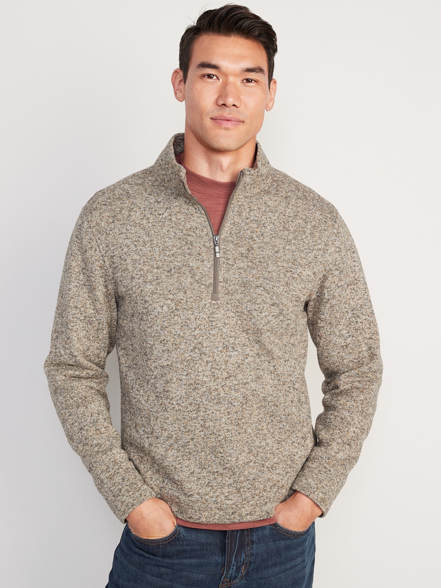 Sweater-Fleece Mock-Neck Quarter Zip Sweatshirt | Old Navy
