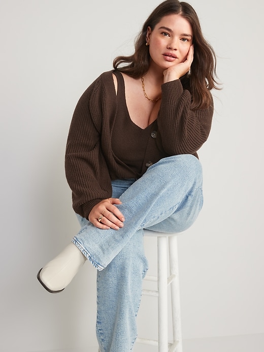 Image number 3 showing, Shaker-Stitch Cardigan Sweater for Women