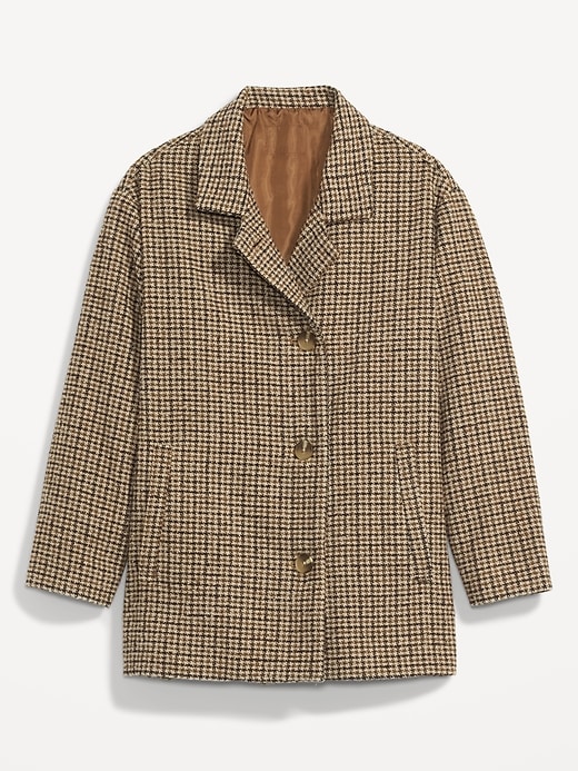 Image number 4 showing, Soft-Brushed Houndstooth Plaid Button-Front Car Coat for Women