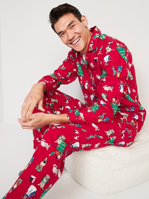 Image number 2 showing, Matching Holiday Print Flannel Pajamas Set for Men
