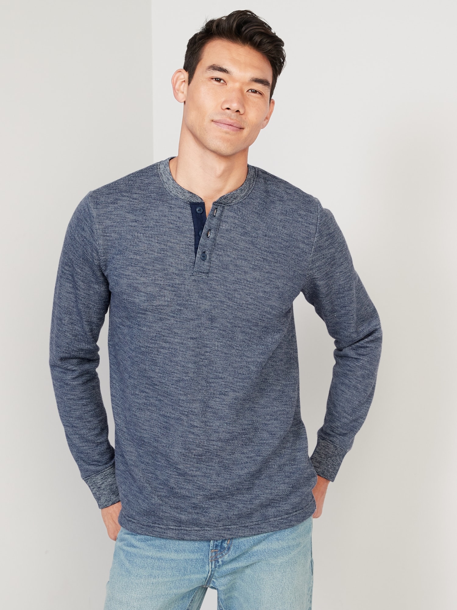 Cozy-Knit Long-Sleeve Henley T-Shirt for Men | Old Navy