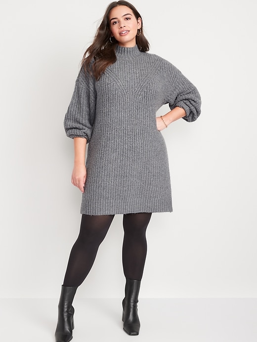 Image number 5 showing, Long-Sleeve Relaxed Mock-Neck Mini Sweater Shift Dress