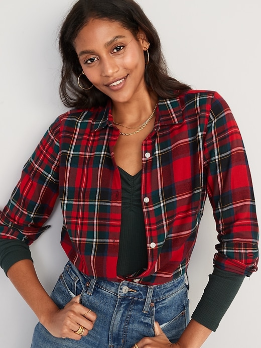 Old Navy Plaid Flannel Classic Shirt for Women. 1