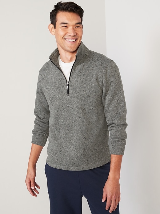 Old Navy Men's Sweater-Fleece Mock-Neck Quarter-Zip Sweatshirt (various sizes in gray stone)