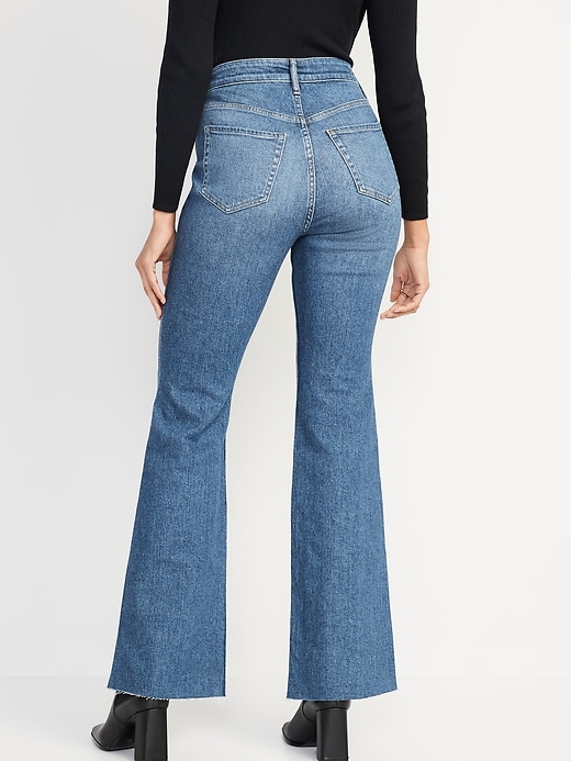 Image number 2 showing, Higher High-Waisted Cotton-Hemp Blend Flare Cut-Off Jeans for Women