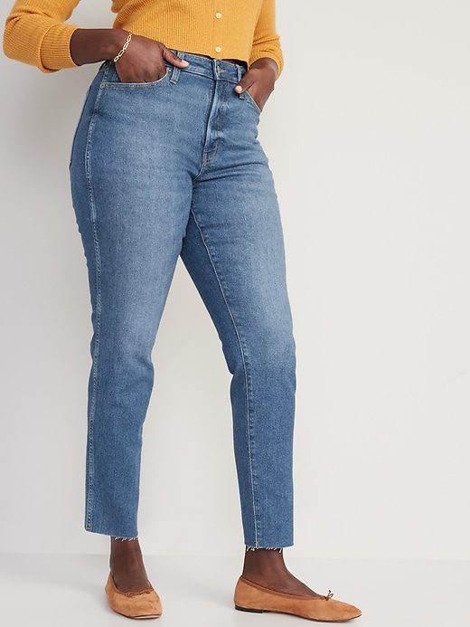 Image number 5 showing, High-Waisted OG Straight Cotton-Hemp Blend Cut-Off Jeans for Women