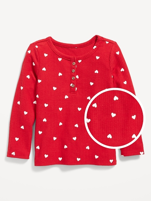 View large product image 1 of 1. Long-Sleeve Rib-Knit Henley for Toddler Girls