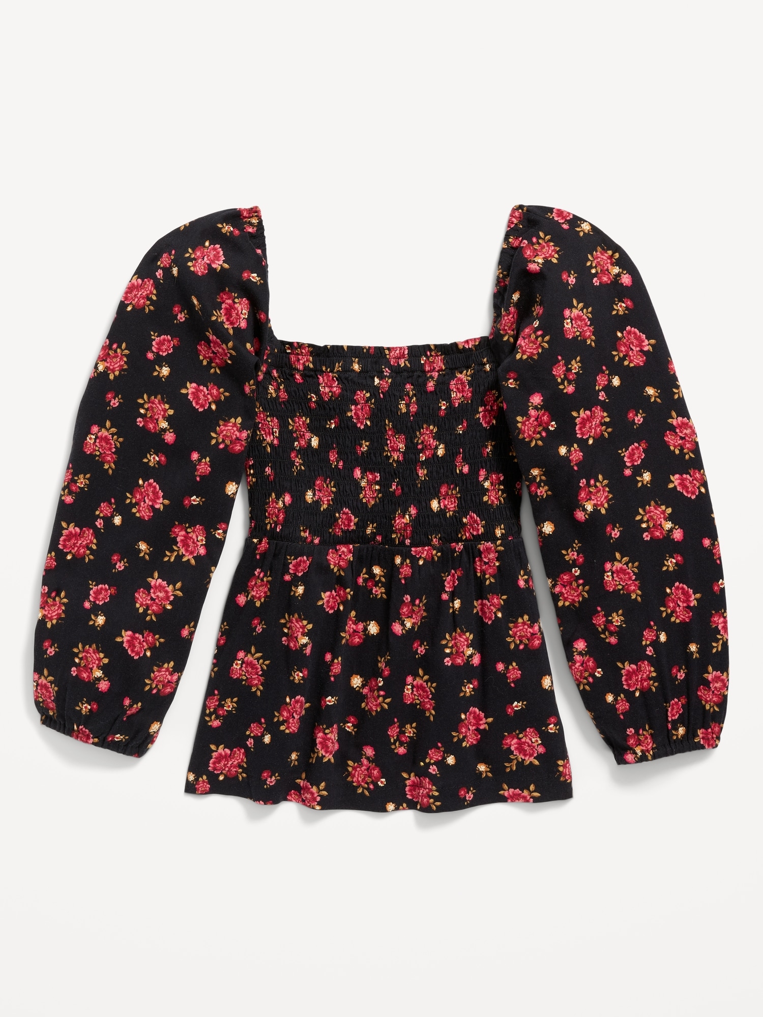 LongSleeve Smocked FloralPrint Cutout Bow Top for Girls Old Navy