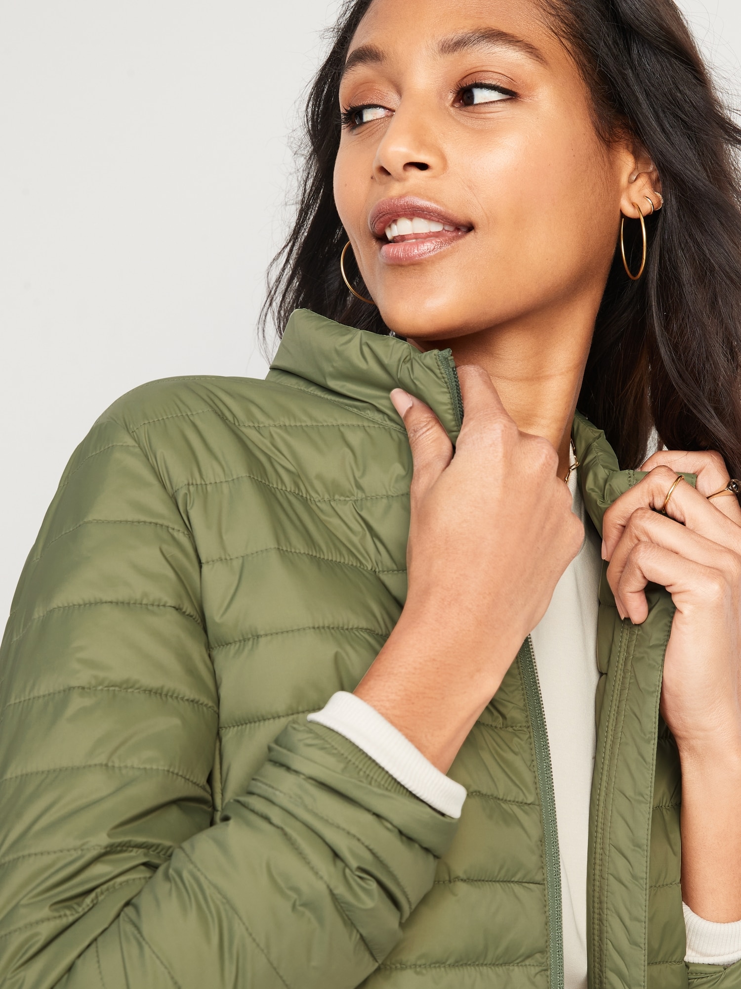 Water-Resistant Quilted Zip-Front Tunic Jacket for Women | Old Navy