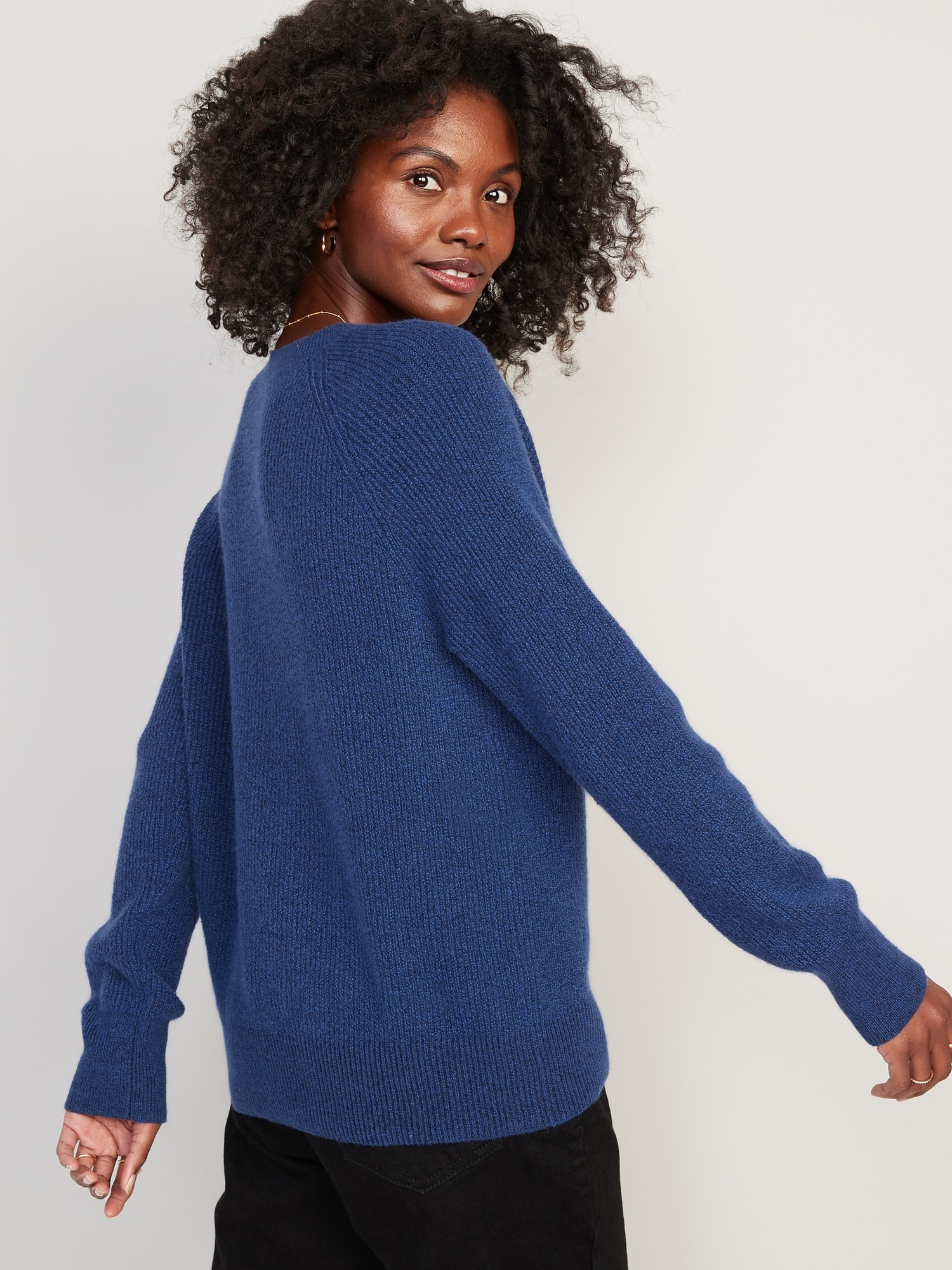 V-Neck Shaker-Stitch Cocoon Sweater for Women | Old Navy