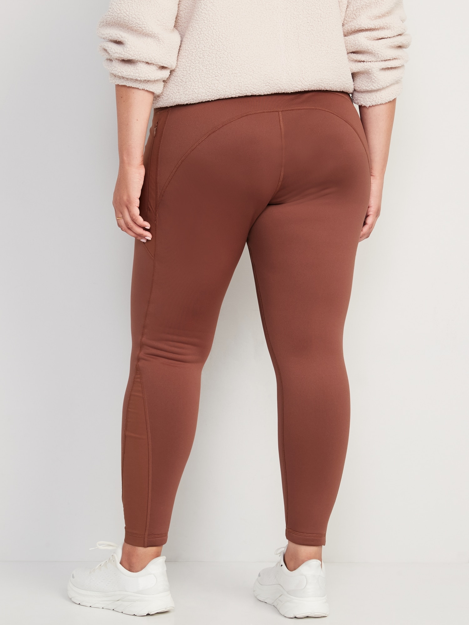 Womens Fleece Lined Winter Leggings Many Colors, Plus Size Available (S/M,  Brown)