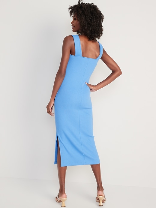 Image number 2 showing, Fitted Sleeveless Rib-Knit Midi Dress