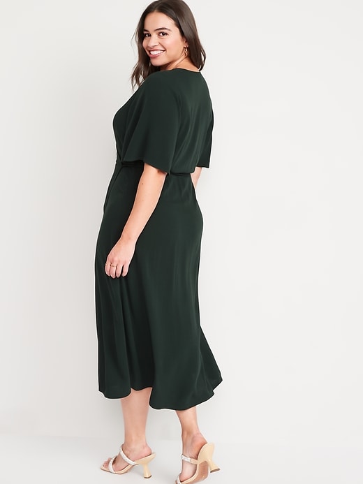 Image number 6 showing, Waist-Defined Flutter-Sleeve Midi Wrap Dress