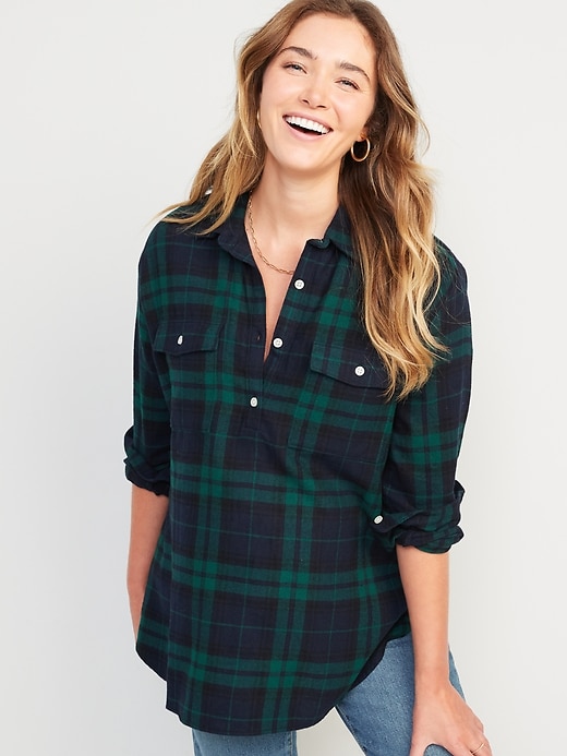 Maternity Plaid Flannel Boyfriend Shirt | Old Navy