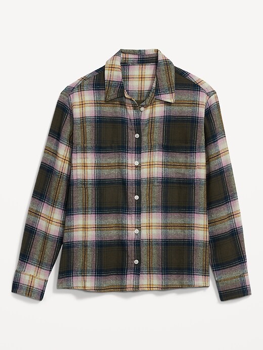 Image number 4 showing, Cropped Plaid Flannel Boyfriend Shirt