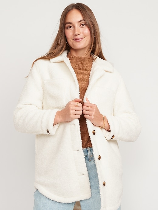 Image number 1 showing, Cozy Sherpa Shacket for Women