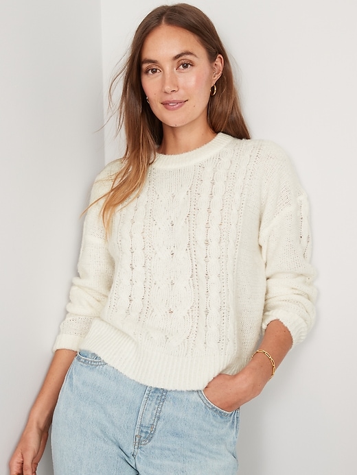 Image number 1 showing, Cable-Knit Sweater for Women