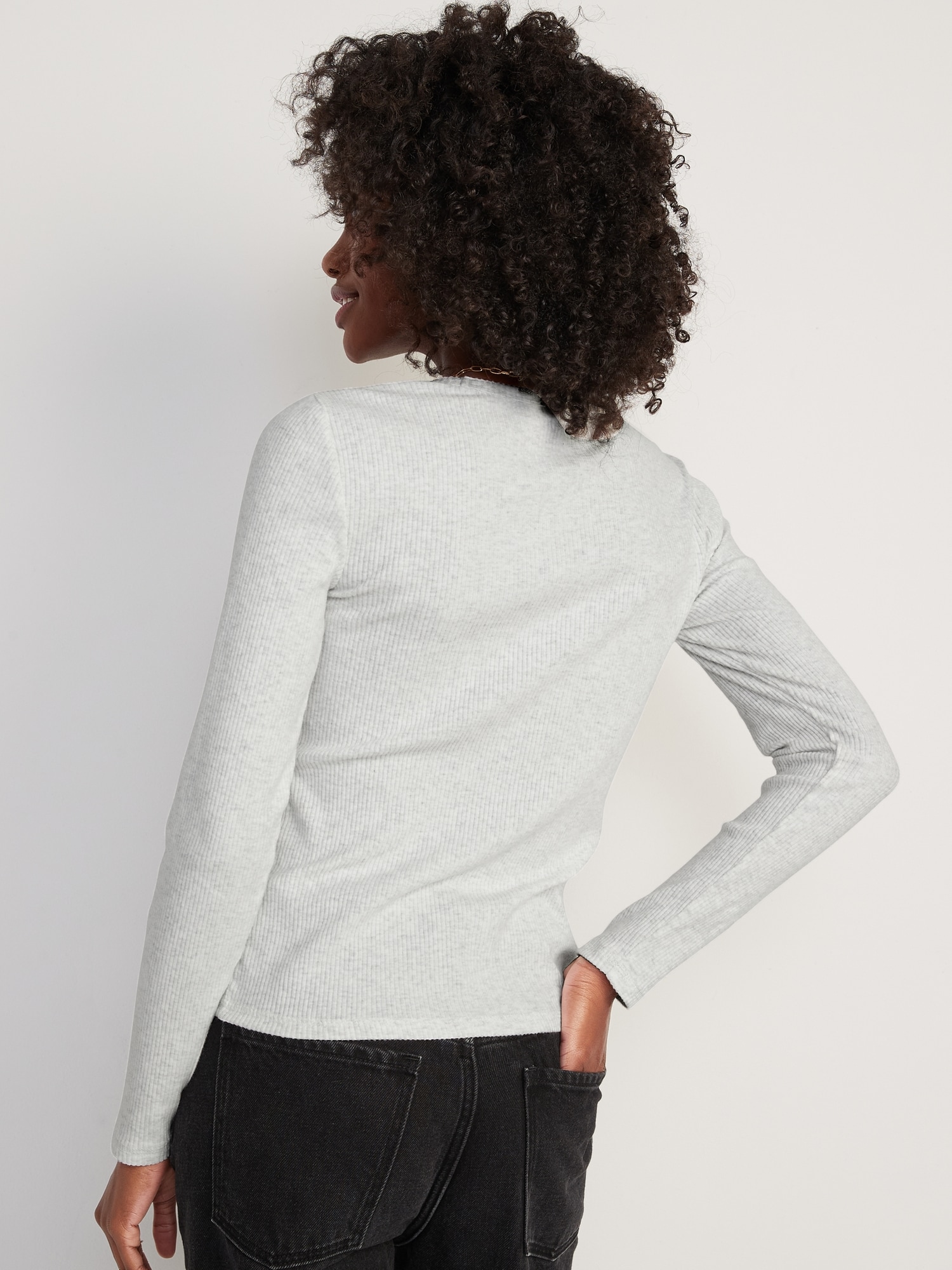 Plush Long-Sleeve Rib-Knit Slim-Fit T-Shirt | Old Navy