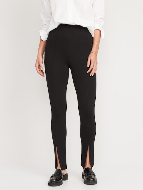Extra High-Waisted Stevie Split-Front Skinny Pants