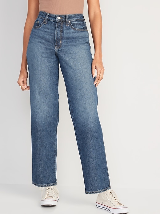 Image number 1 showing, High-Waisted O.G. Loose Cotton-Hemp Blend Non-Stretch Jeans for Women