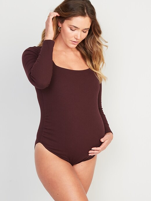 View large product image 1 of 1. Maternity Long-Sleeve Square-Neck Bodysuit