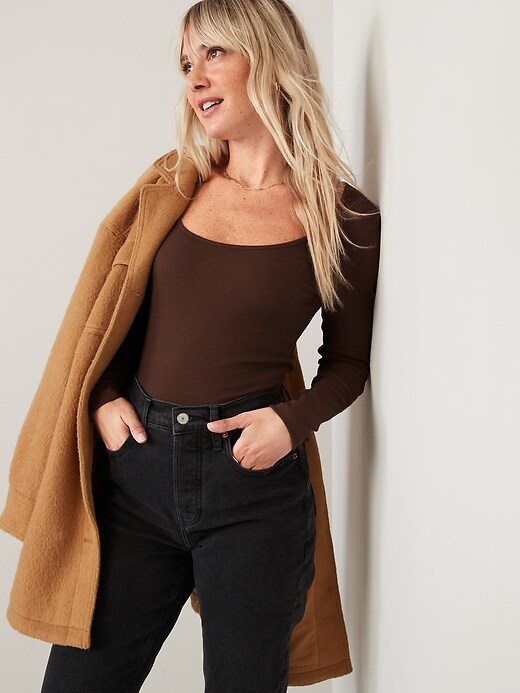 Image number 3 showing, Fitted Long-Sleeve Rib-Knit Top
