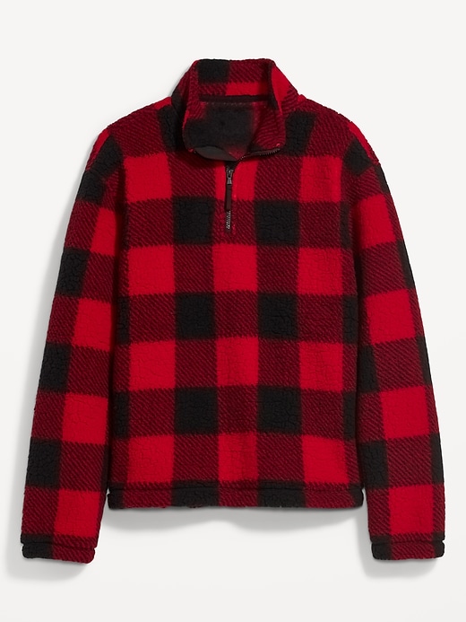 Image number 4 showing, Oversized Plaid Sherpa Quarter Zip Sweatshirt