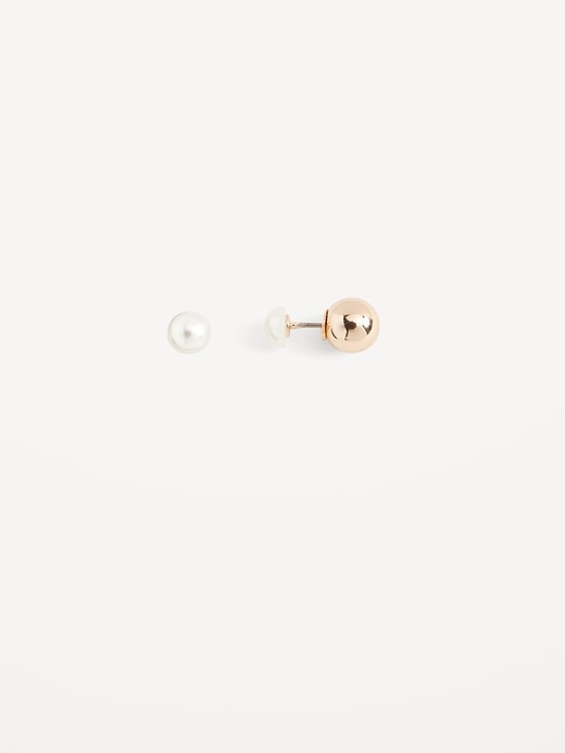 View large product image 1 of 1. Gold-Toned Front Back Stud Earrings for Women