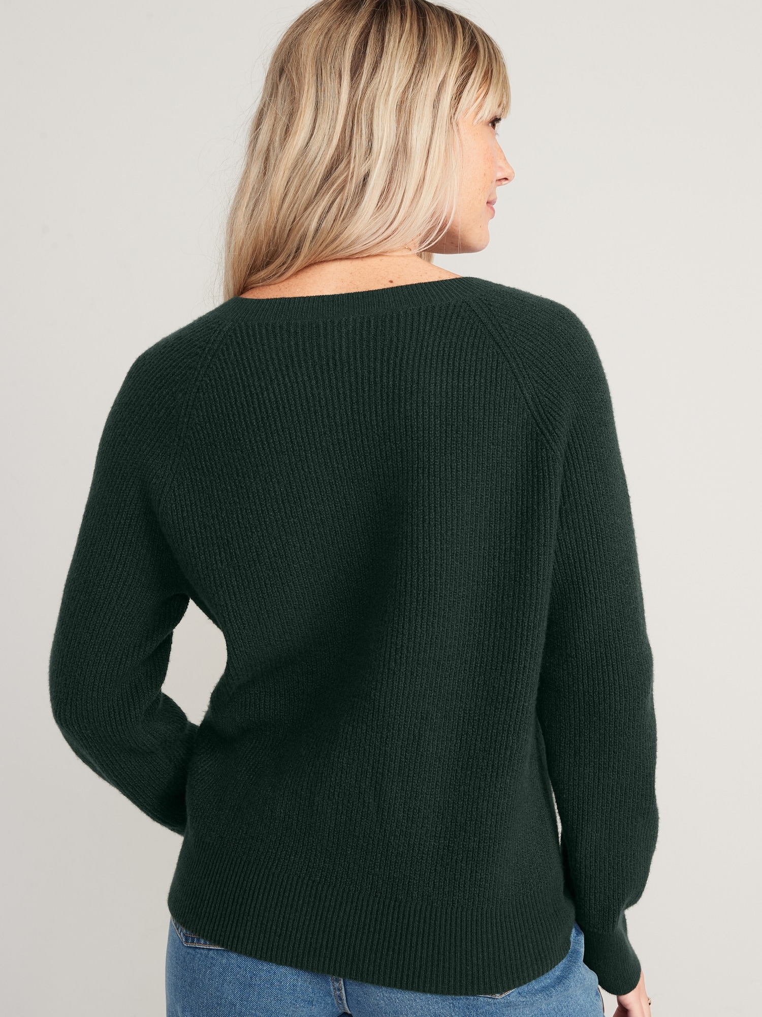 V-Neck Shaker-Stitch Cocoon Sweater for Women | Old Navy